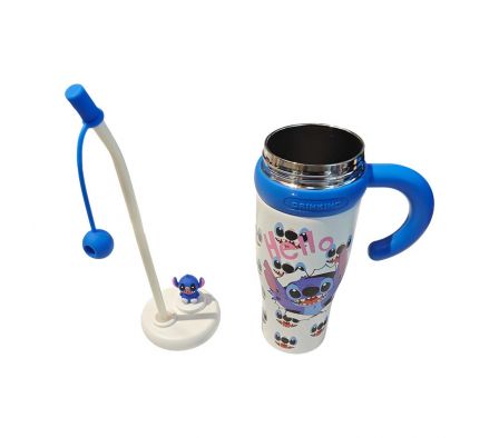 VASO TERMICO C/TAPA/PAJITA STITCH 850ML REF 34772-