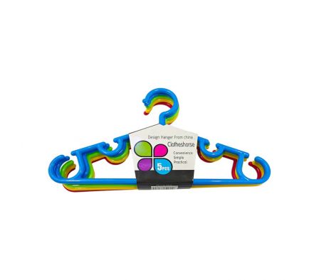 SET PERCHA P/ROPA INF COLORES 5PCS 28CM PLAST REF 