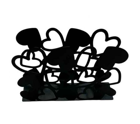 SERVILLETERO CORAZONES METAL NEGRO 15X4X10CM  REF 