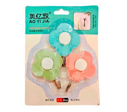 GANCHO ADHESIVO FLOR 3PCS 18X13CM REF 50681-509